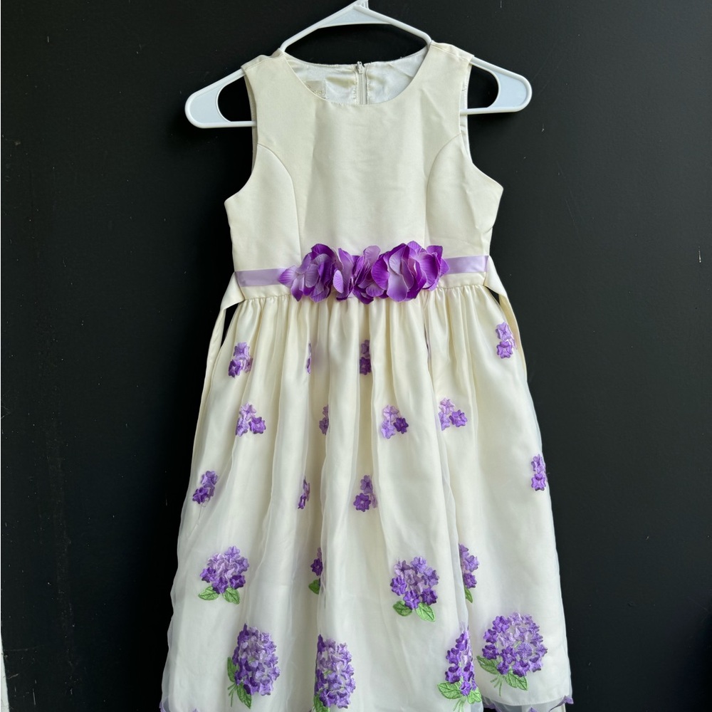 American Princess Ivory Dress with Purple Floral Accents